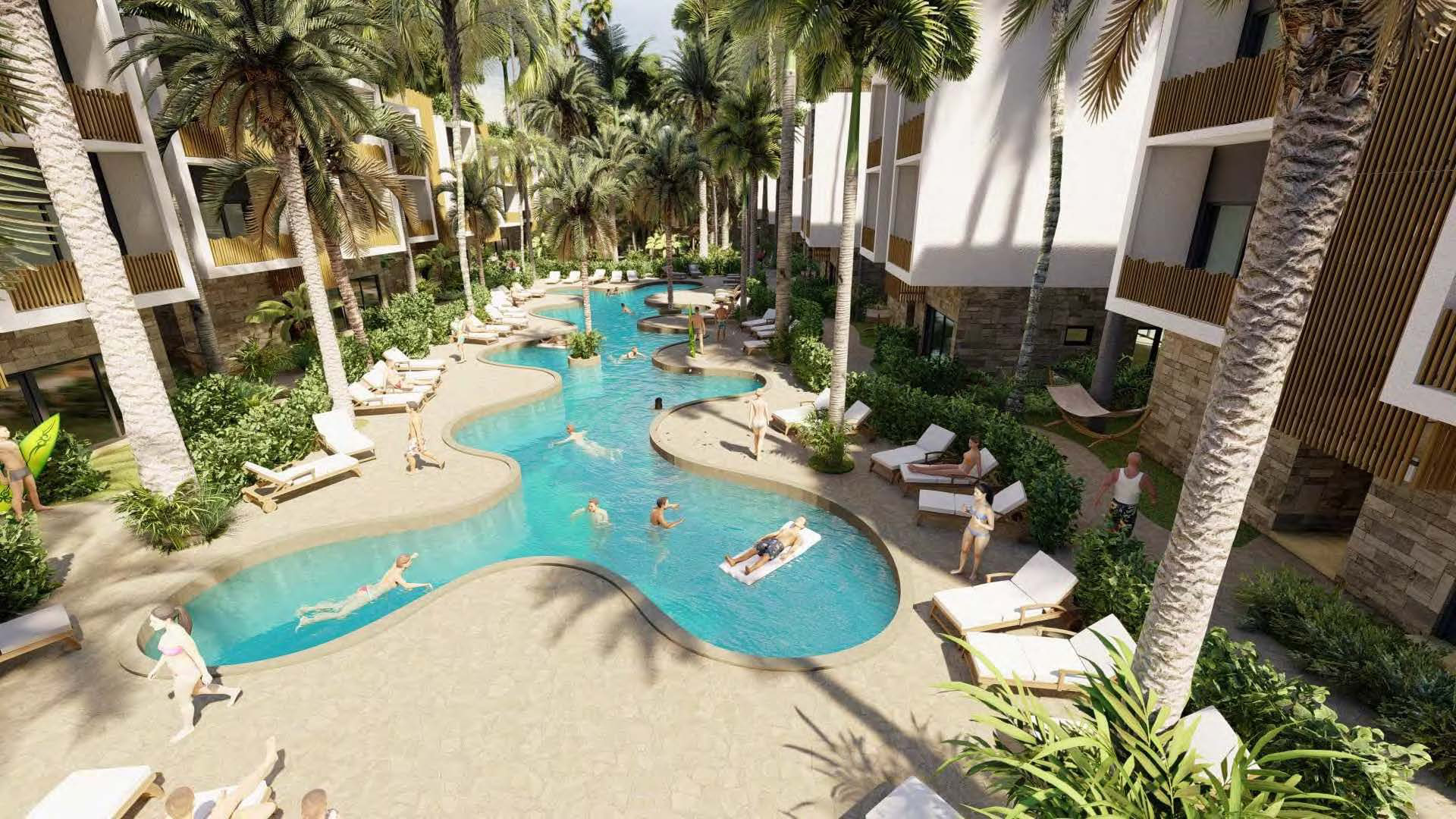 Architectural visualisation of the communal pool