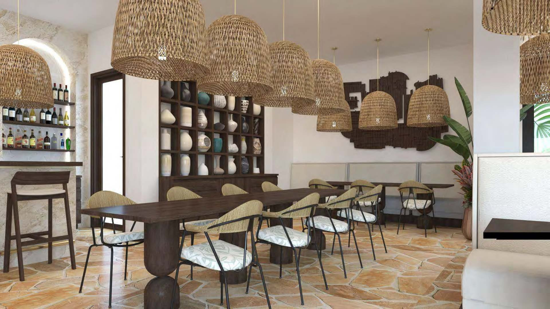 Architectural render: Spaces to gather and dine